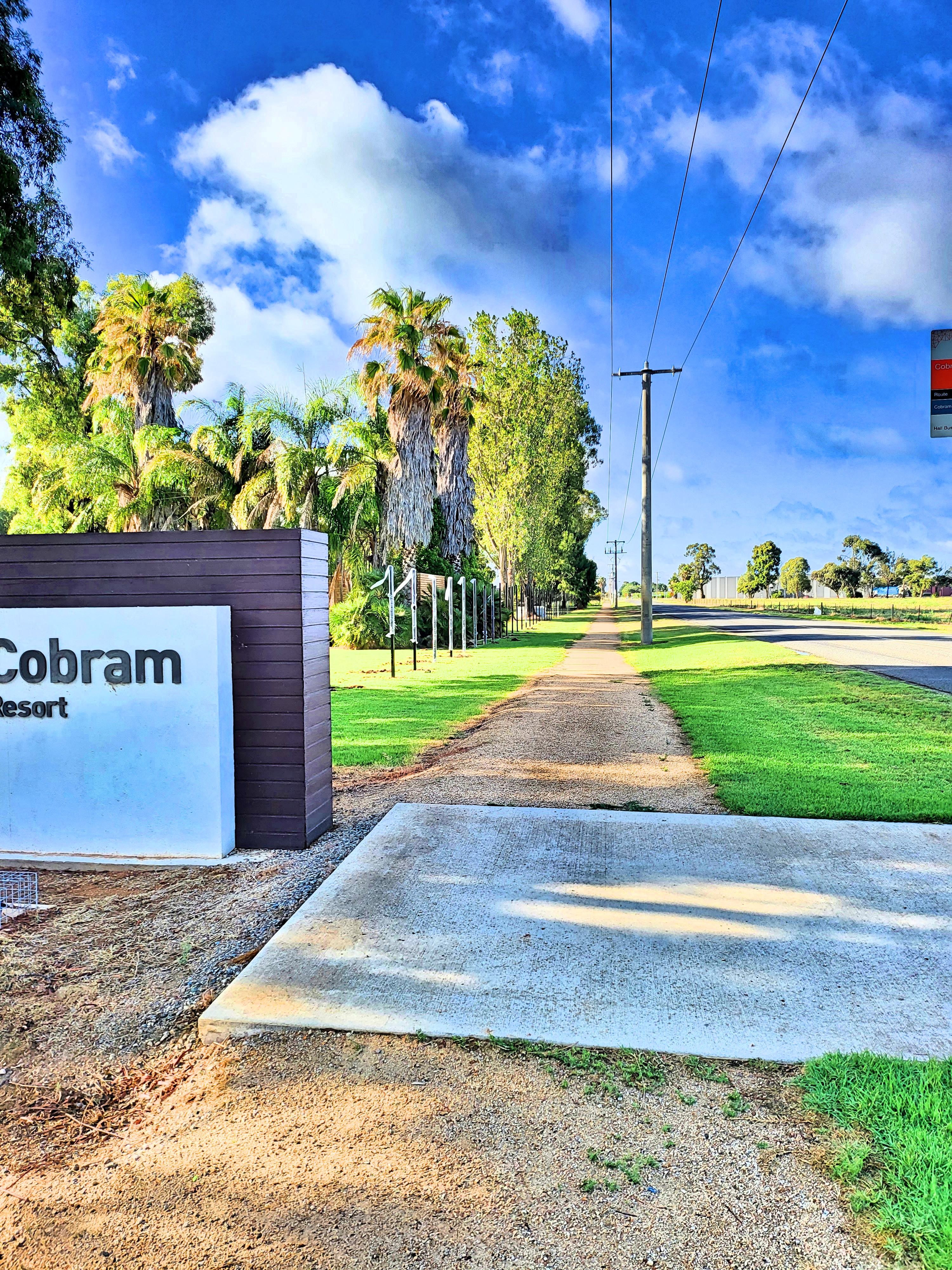 RACV Cobram Resort cantilever gate entrance