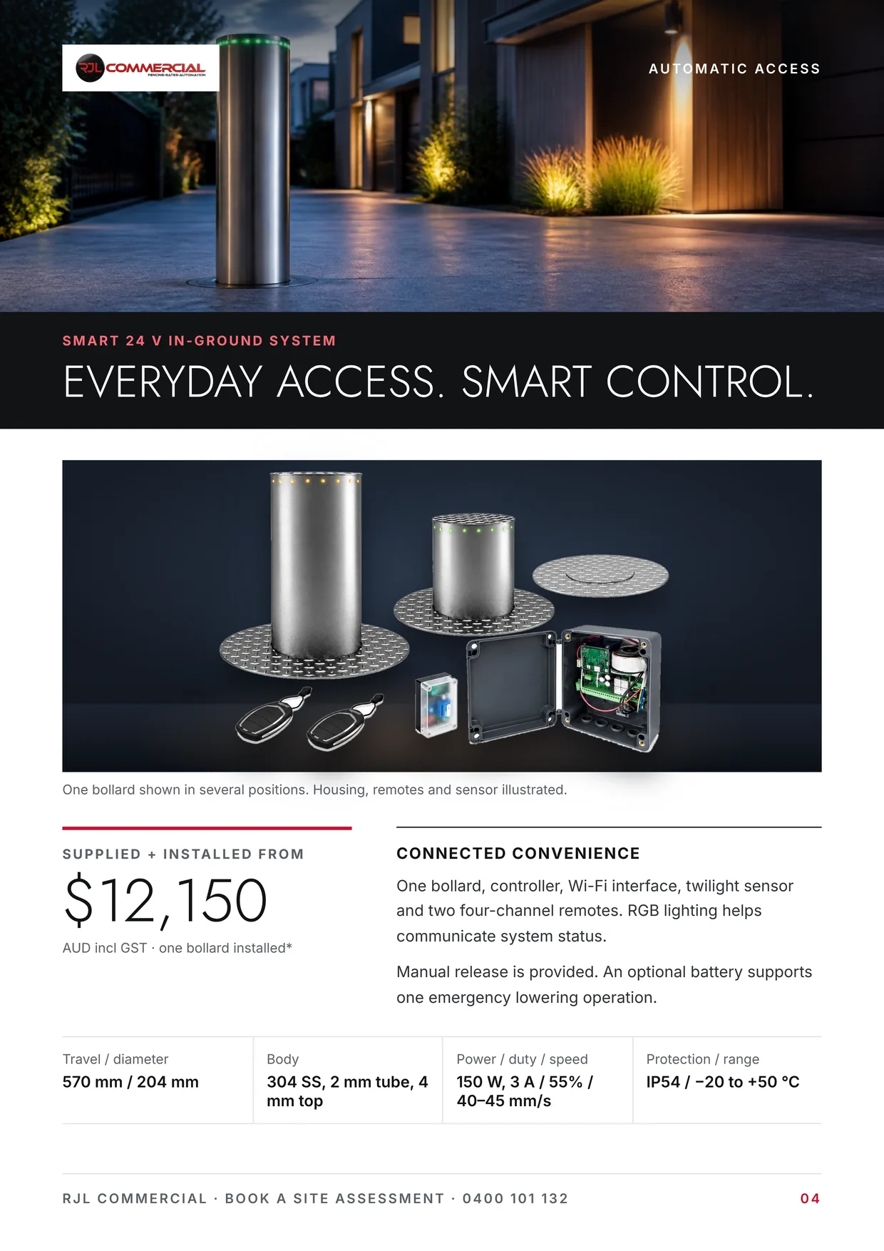 Page 4: Smart 24 V automatic bollard system