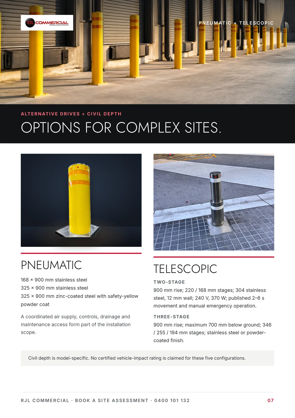Page 7: Pneumatic and telescopic bollards