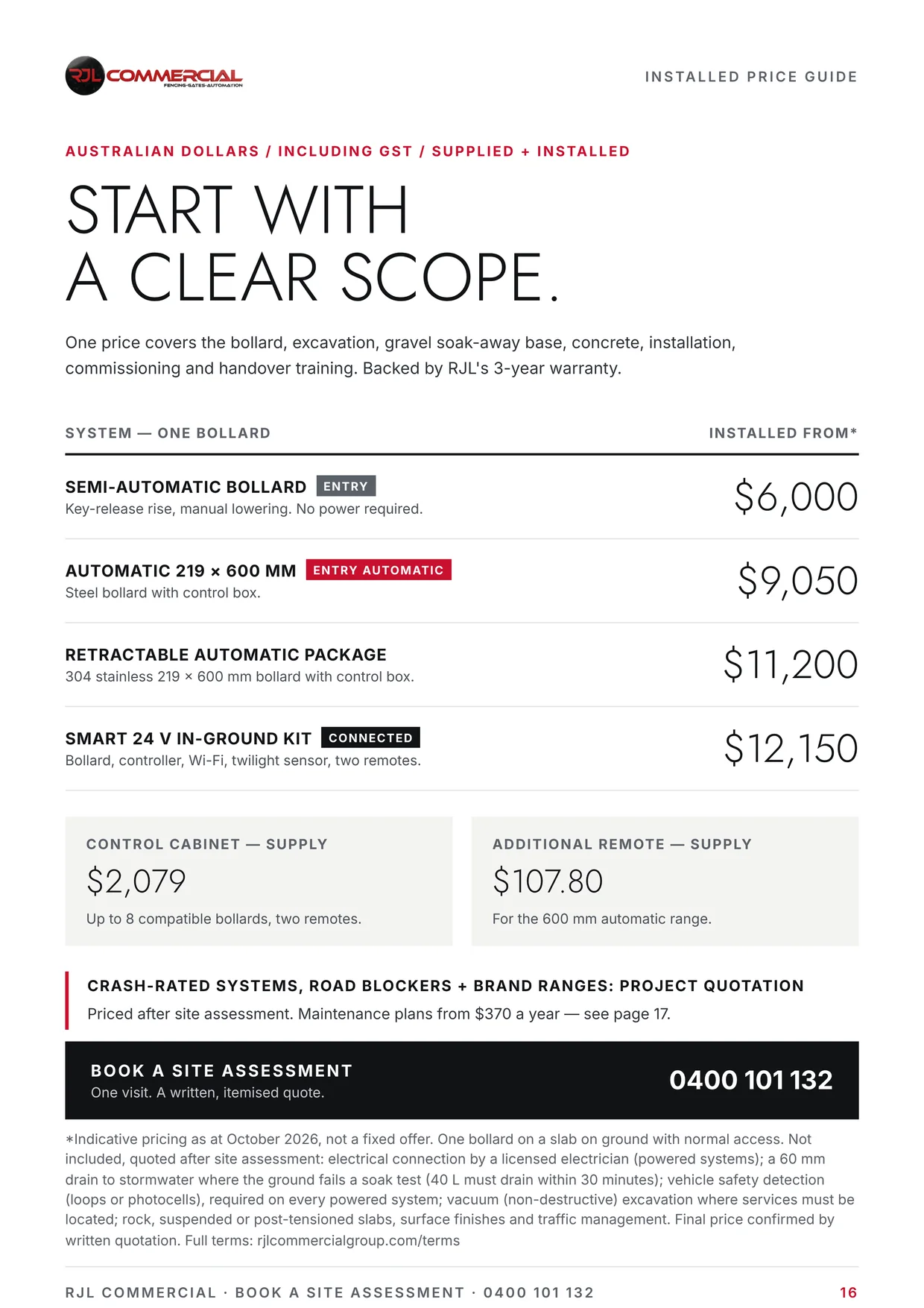 Page 16: Installed price guide