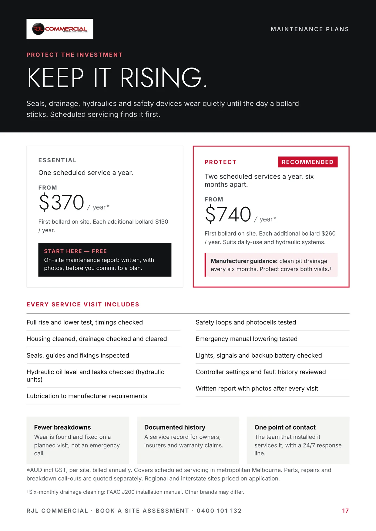 Page 17: Maintenance plans